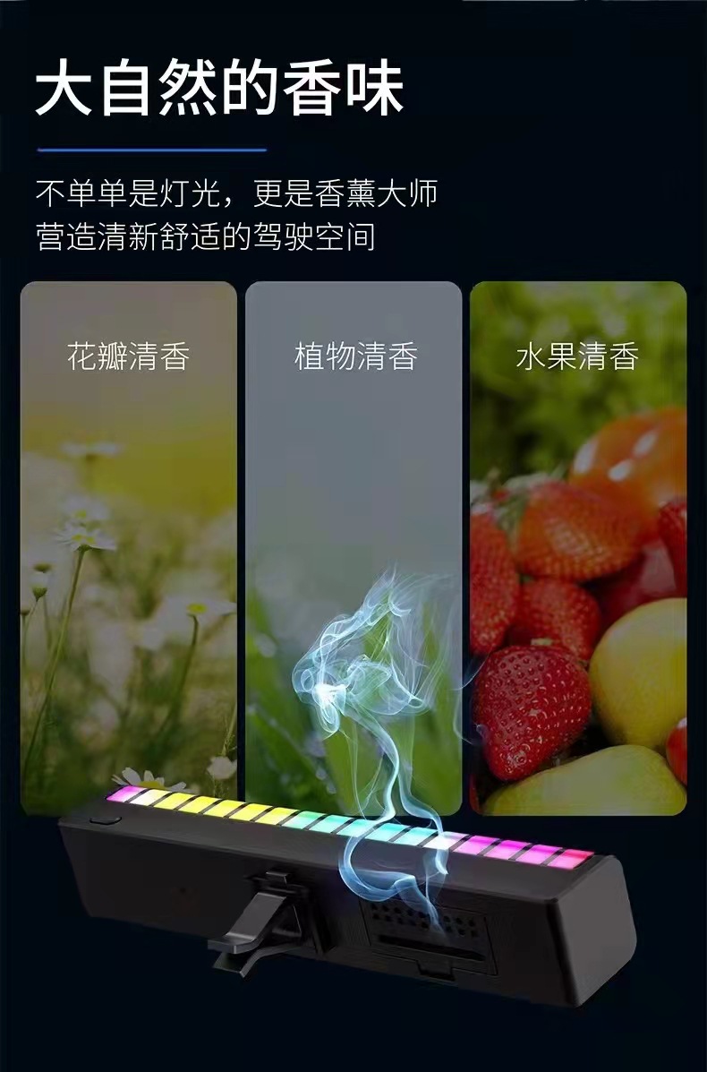 现货3D香薰拾音灯 汽车香薰车载声控节奏幻彩氛围灯 厂家供应批发详情2