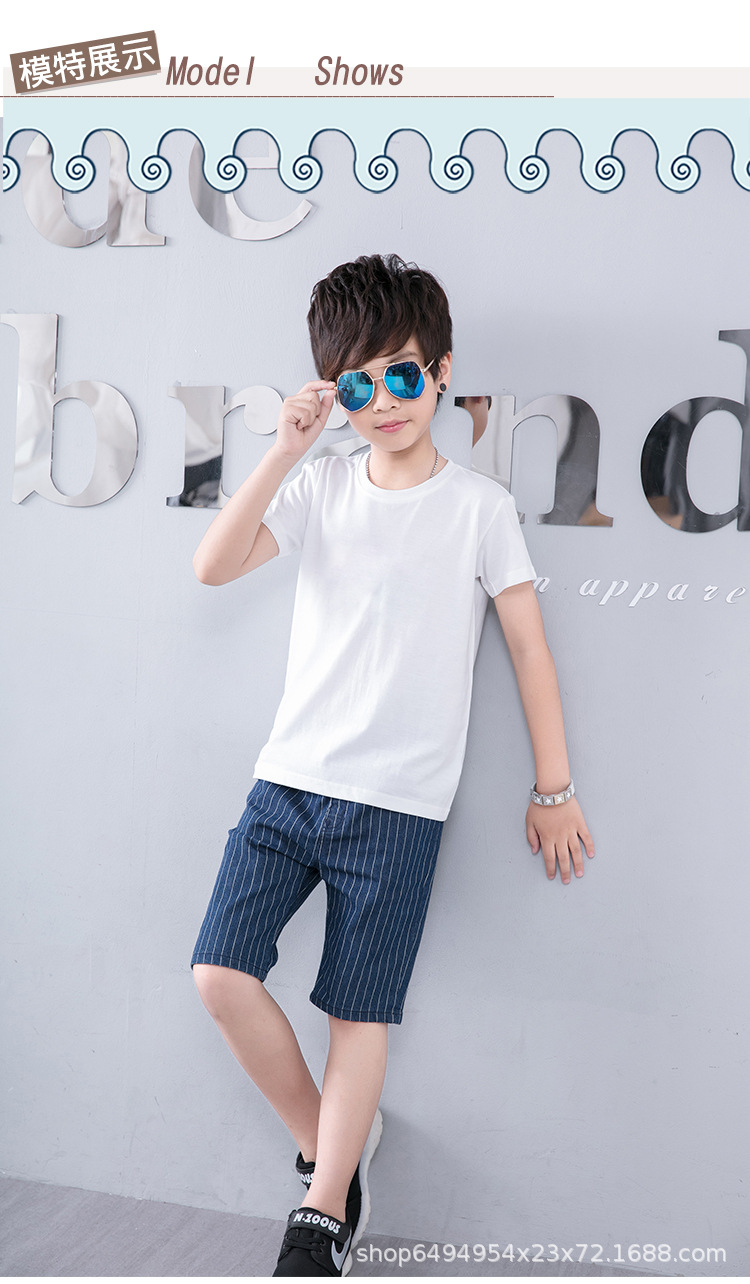 批发儿童t恤衫夏季 纯棉短袖圆领纯白色小学生幼儿园毕业班服广告详情9