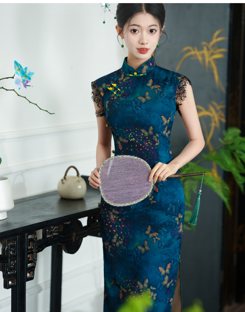 The new Spring/Summer 2024 Xiangyunsi long sleeveless cheongsam is a high-end, elegant, slimming and retro Chinese dress pic 4