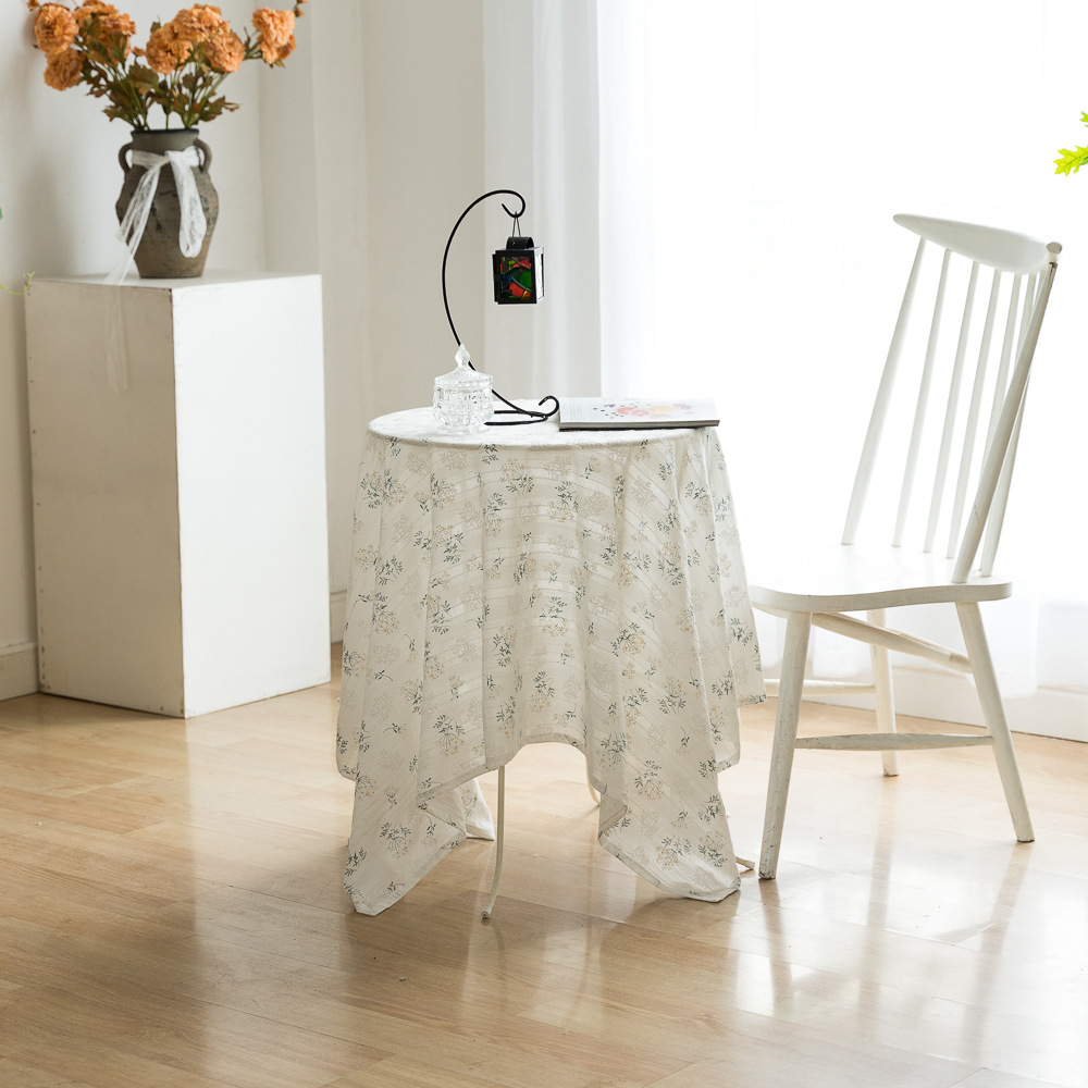 Fresh and clean cross-border tablecloth ins lilac flower fragments garden cotton and linen tablecloth fabric American decoration Amazon picnic cloth pic 40