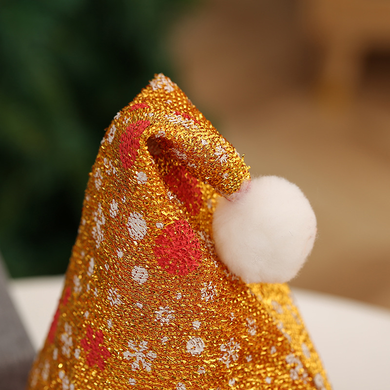 跨境圣诞节装饰圣诞帽涤纶无纺布雪花毛球帽子节日气氛小礼品批发详情4