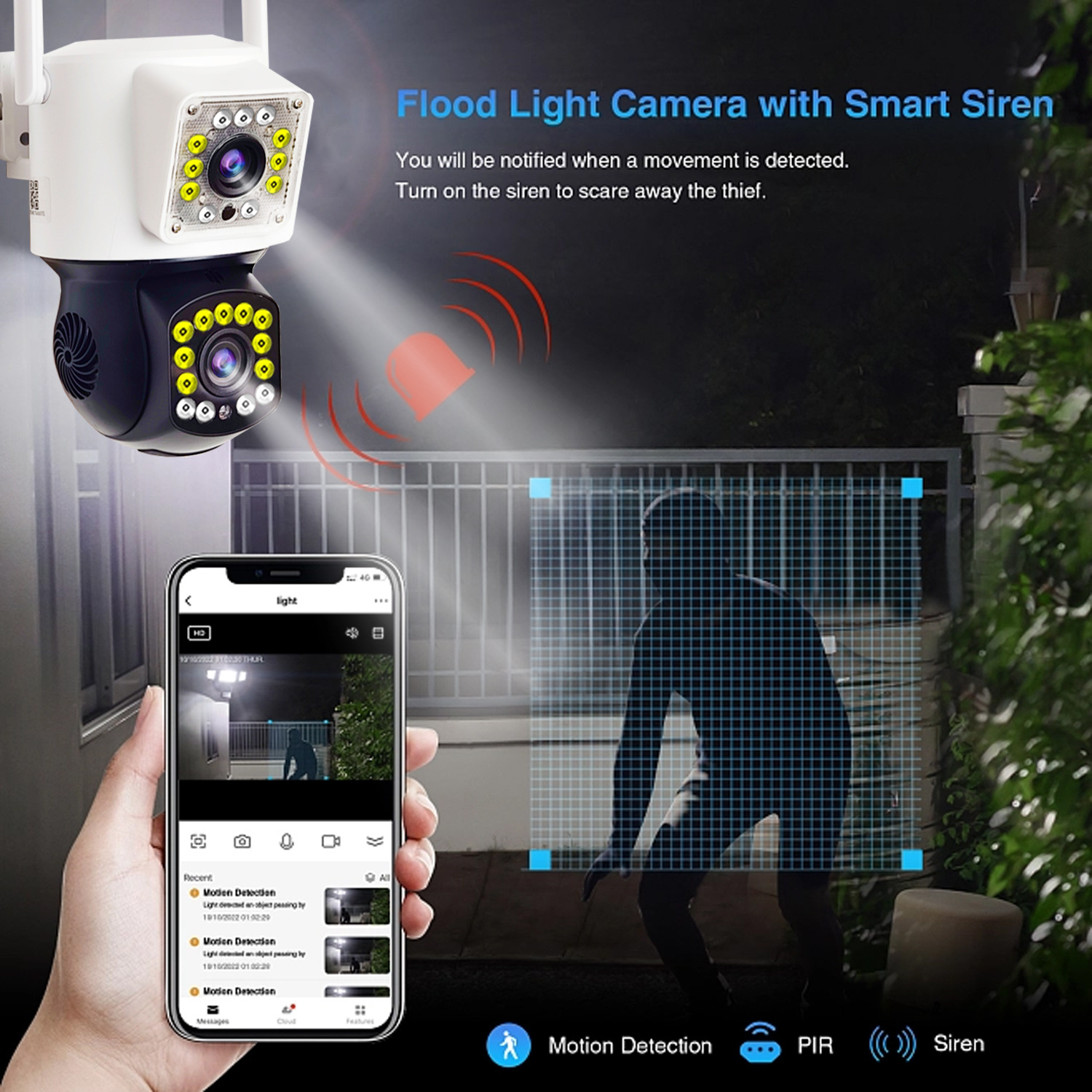 Cross-border panoramic no-blind spot monitor, outdoor mobile phone remote dual wide-angle dual-screen gun-ball linkage camera pic 4
