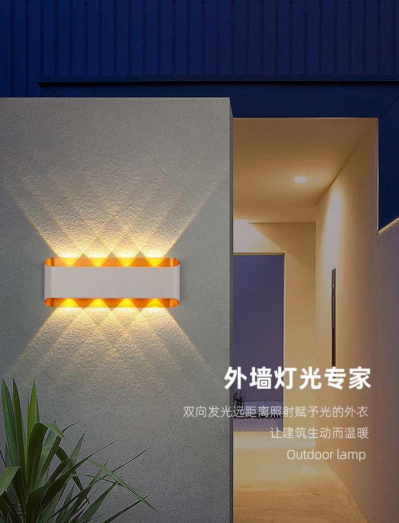 跨境新品LED户外壁灯创意别墅外墙庭院防水壁灯简约卧室过道灯详情1