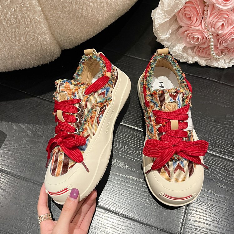 小众设计拼色帆布鞋女厚底休闲板鞋2023年新款春秋季韩版丑萌女鞋详情15