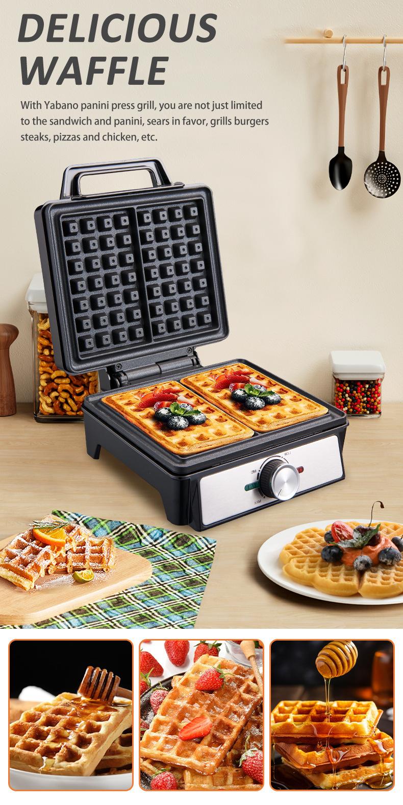 面包机美规欧规跨境大号华夫饼机单板两片吐司机烤面包机蛋糕早餐详情4