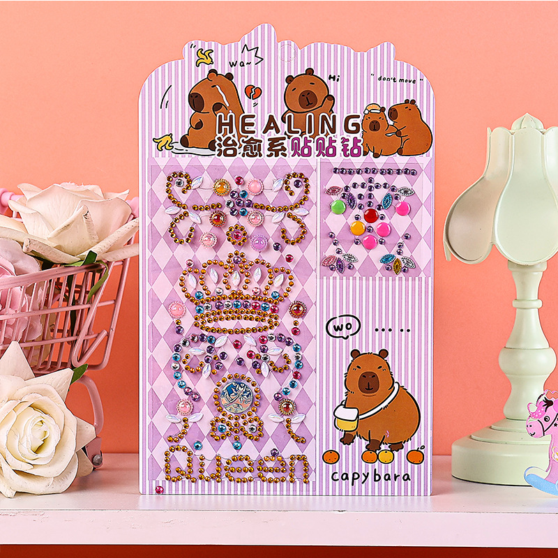 新款卡皮巴拉系列装饰贴 治愈系贴贴钻亚克力手机保温杯贴纸详情6