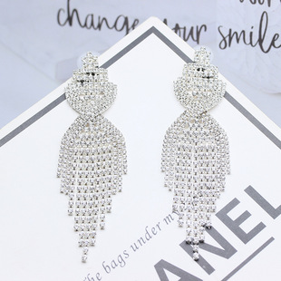 S925银针韩国耳饰流苏长款锆石耳环耳坠批发夏季新娘饰品耳环厂家详情1
