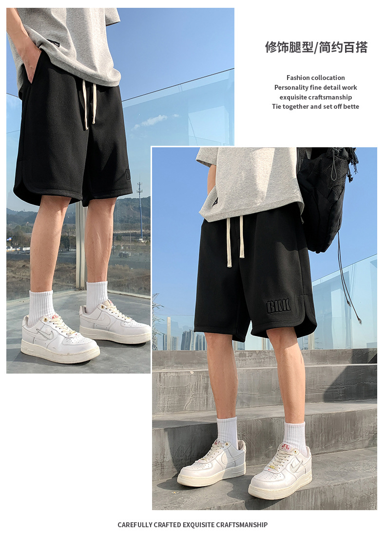 男士大码薄款冰丝短裤男加肥加大卫裤男外穿运动休闲沙滩裤子代发详情19