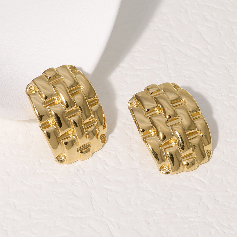 跨境欧美钛钢耳钉女不掉色简约高级感冷淡风耳饰金属感不锈钢耳钉详情32