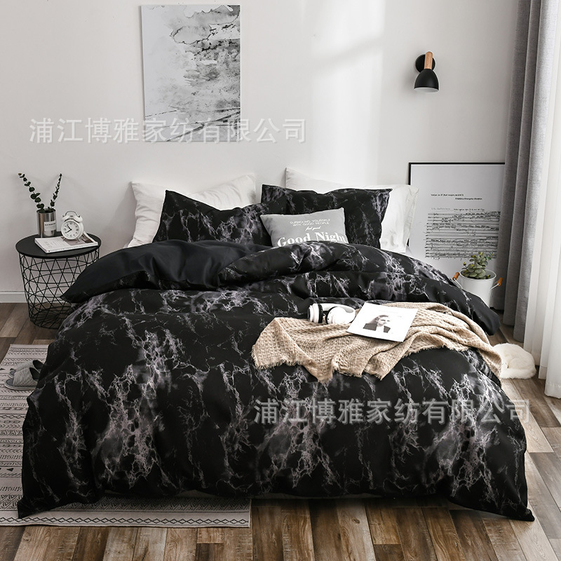 Boya Home Textiles Cross-border Amazon marble-patterned pure cotton plain printed quilt covers, pillowcases, two or three pieces bedding sets pic 16