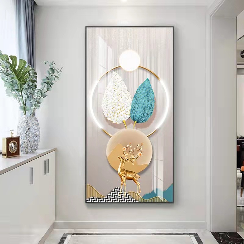 现代简约入户玄关装饰画走廊过道壁画竖版轻奢好寓意晶瓷镶钻挂画详情5