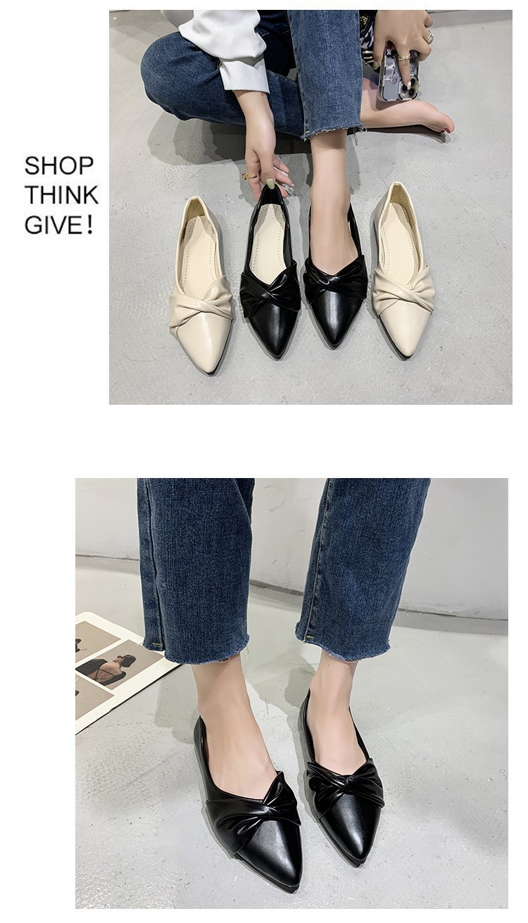 2022春季新款单鞋女时尚尖头浅口女士平底鞋蝴蝶结女鞋批发详情6