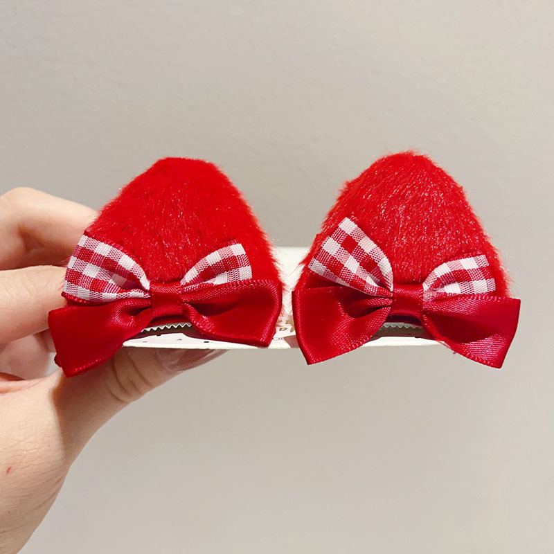 儿童红色貂绒发夹喜庆新年古风发饰女童宝宝春节汉服发卡少女头饰详情58