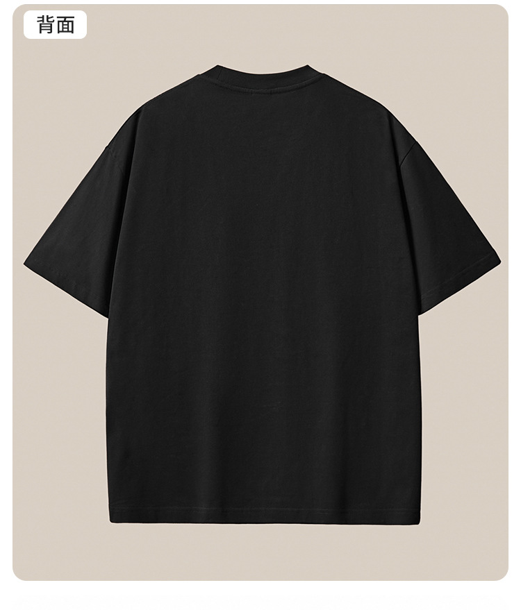 国潮夏季新款260克重磅纯棉短袖t恤男中国风锦鲤刺绣宽松大码男装批发 pic 37