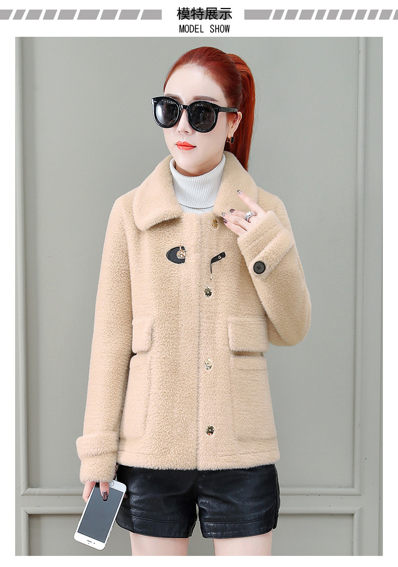 A short tweed coat for women, 2020 winter new style, fashionable and trendy for petite people, imitation mink woolen overcoat pic 10