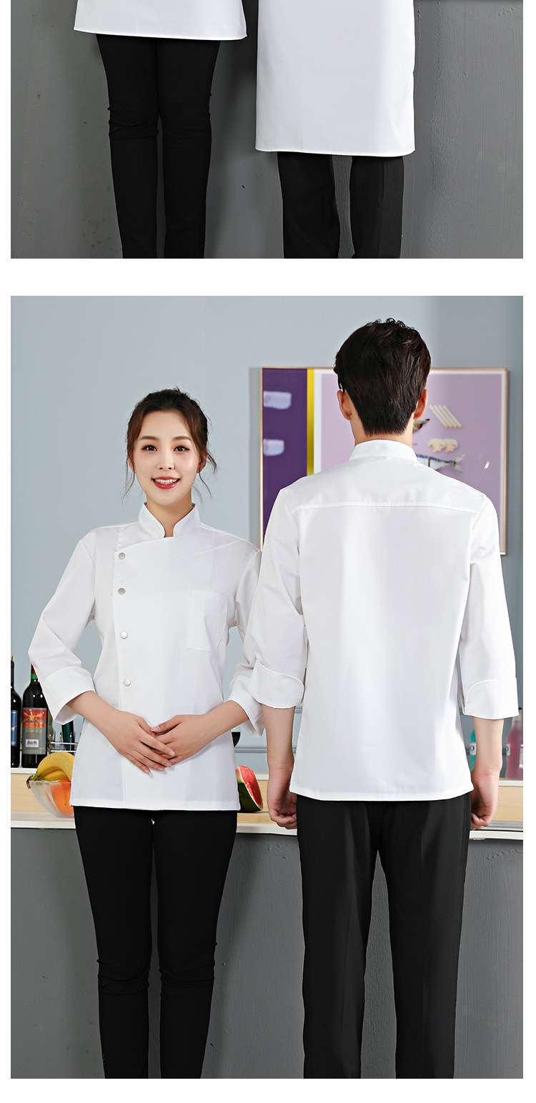 酒店厨师工作服男女长袖短袖秋冬款后厨房烘焙厨师服套装印字LOGO详情10