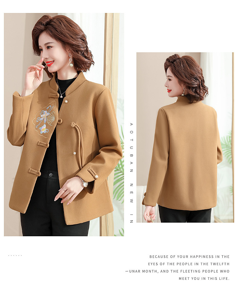 New autumn coat for middle-aged mothers in 2024, a new Chinese-style and stylish spring and autumn woolen overcoat for middle-aged and elderly women pic 42