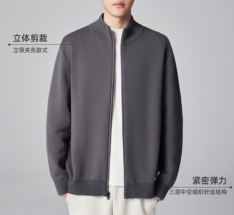 墨麦客男装立领针织夹克男2024秋冬款简约纯色男士毛衣外套20759详情4