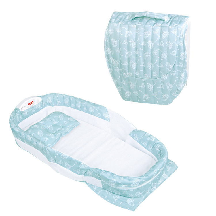 卡通图案婴儿床 全包围带蚊帐婴儿床中床 音乐灯光折叠婴儿床详情6