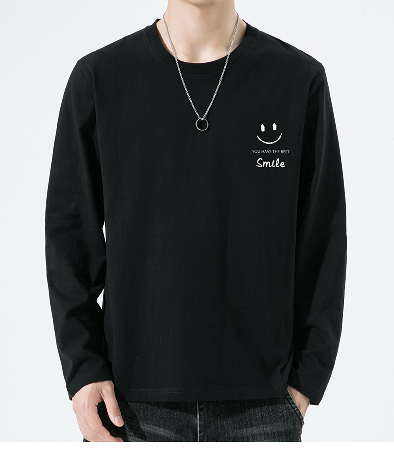 棉质长袖t恤男春秋宽松舒适内搭打底衫青年简约百搭品质上衣男装详情17