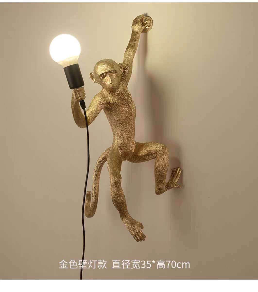 Cross-border monkey lamp, hemp rope lamp, clothing store lamp, retro industrial style animal resin hemp rope lamp, Nordic chandelier pic 6