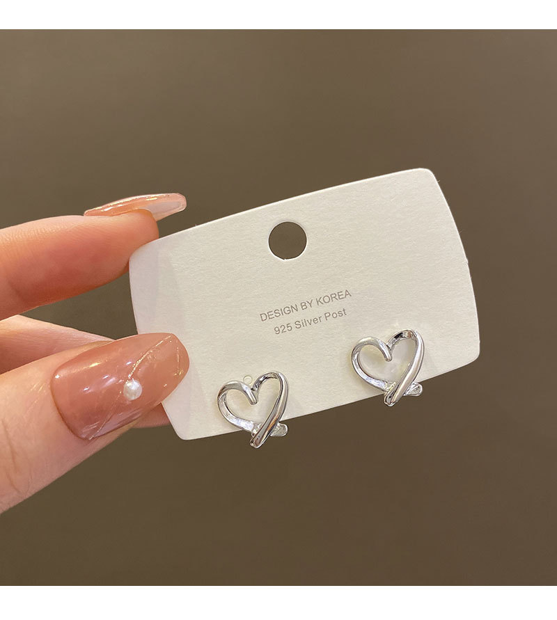 韩版金属风爱心无耳洞耳夹女小众简约气质银色耳环百搭个性耳饰品详情18