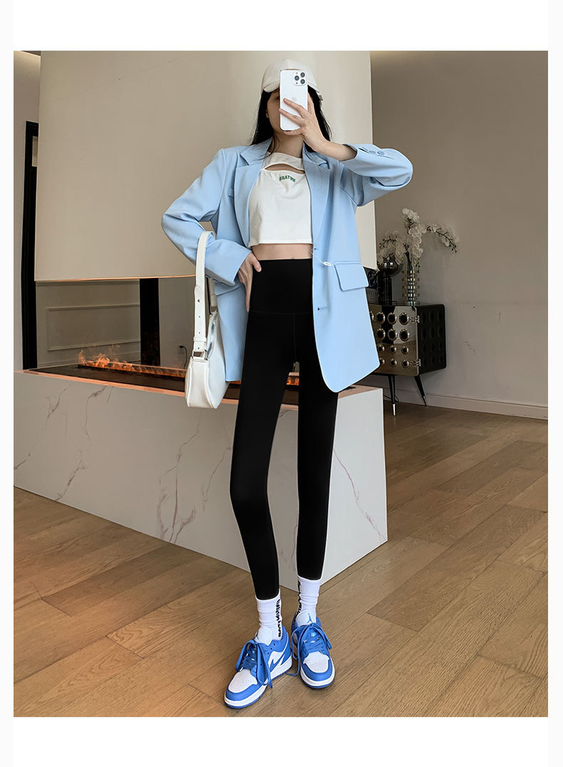 春秋鲨鱼裤紧身高腰收腹提臀芭比裤瑜伽薄黑色打底裤女生外穿批发详情33