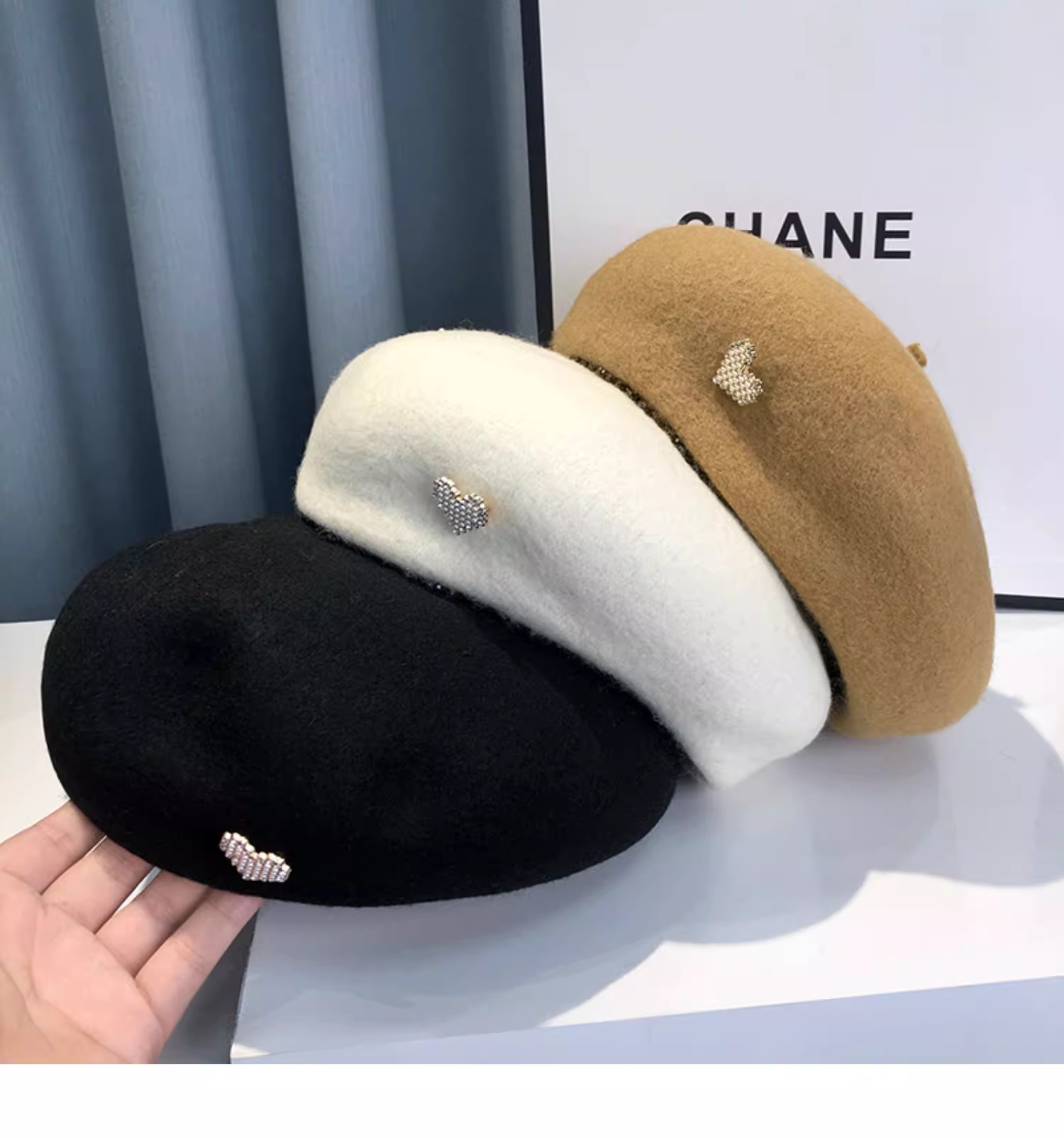 小众设计感贝雷帽女秋冬保暖毛呢帽子显脸小画家帽日系复古南瓜帽详情3