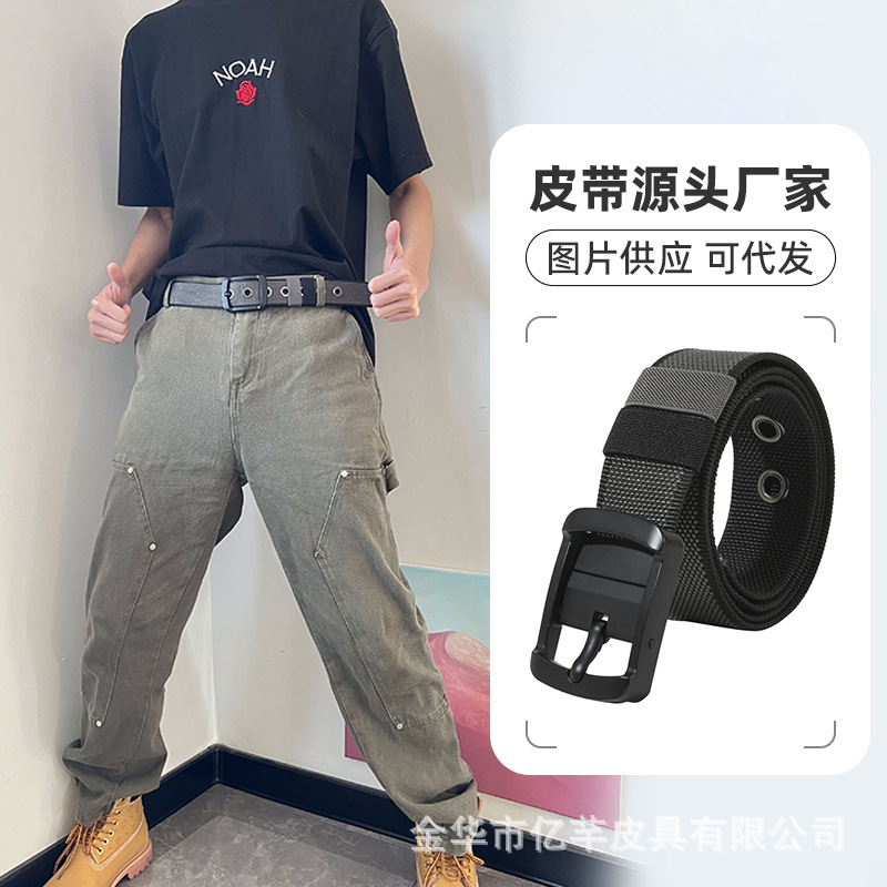 针扣皮带男士年轻人港风潮流ins简约牛仔裤腰带男女通用百搭裤带详情5