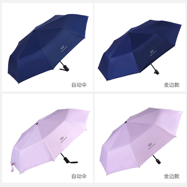 Fully automatic UV three-fold umbrella, black rubber sun protection and UV-blocking sunshade umbrella, folding sun umbrella, logo advertising umbrella pic 45