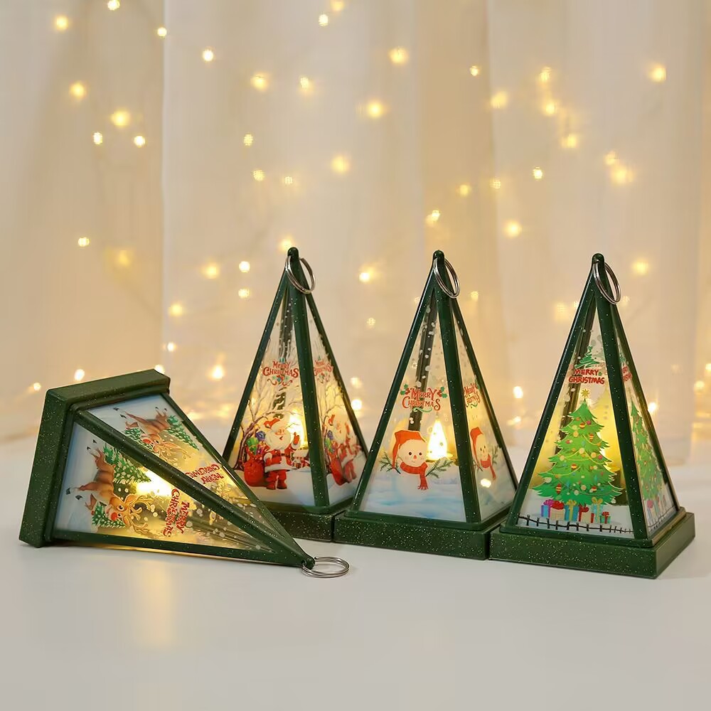 New Christmas decorations: Hand-held triangular wind lamps, night lights, pendants, LED electronic candles, candlestick lights pic 16