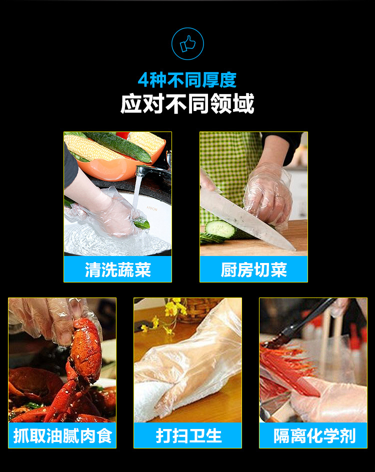 Wholesale food-grade plastic PE disposable gloves for hair care, hygiene, kitchen and catering, factory direct sales, individual packaging pic 12