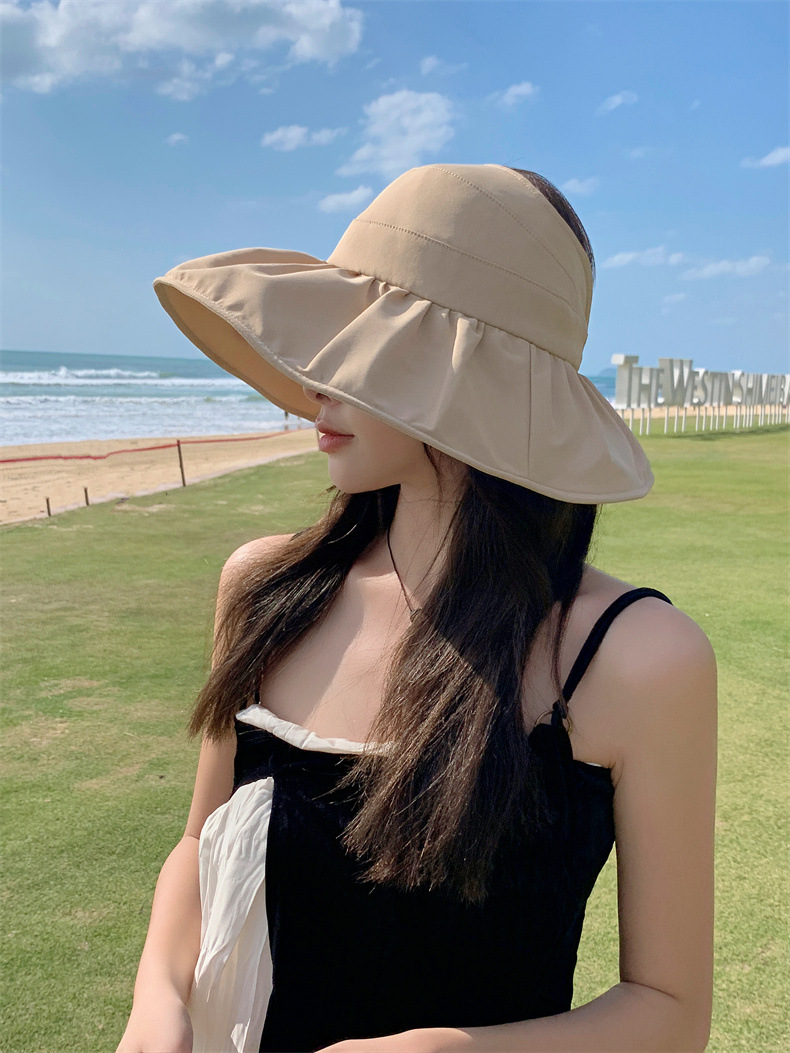 遮阳帽子女士夏季大沿防晒空顶帽户外可折叠运动防紫外线渔夫帽潮详情14