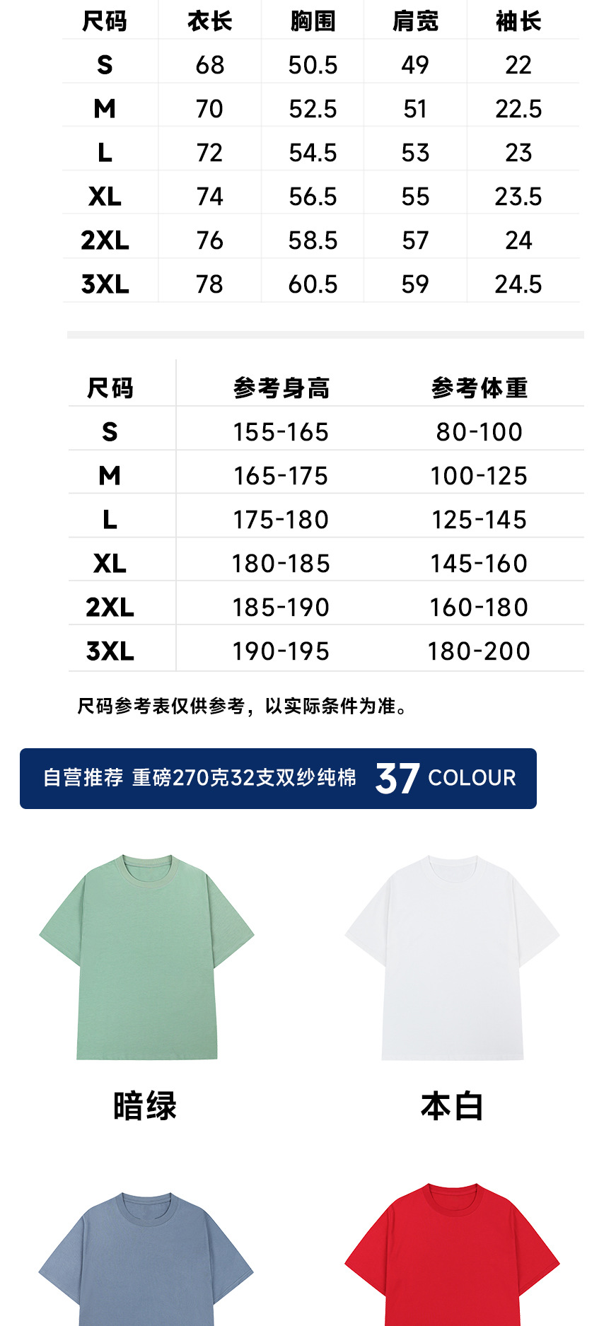 270克圆领落肩重磅纯棉短袖T恤三本针批发刺绣直喷定 制印制logo详情2