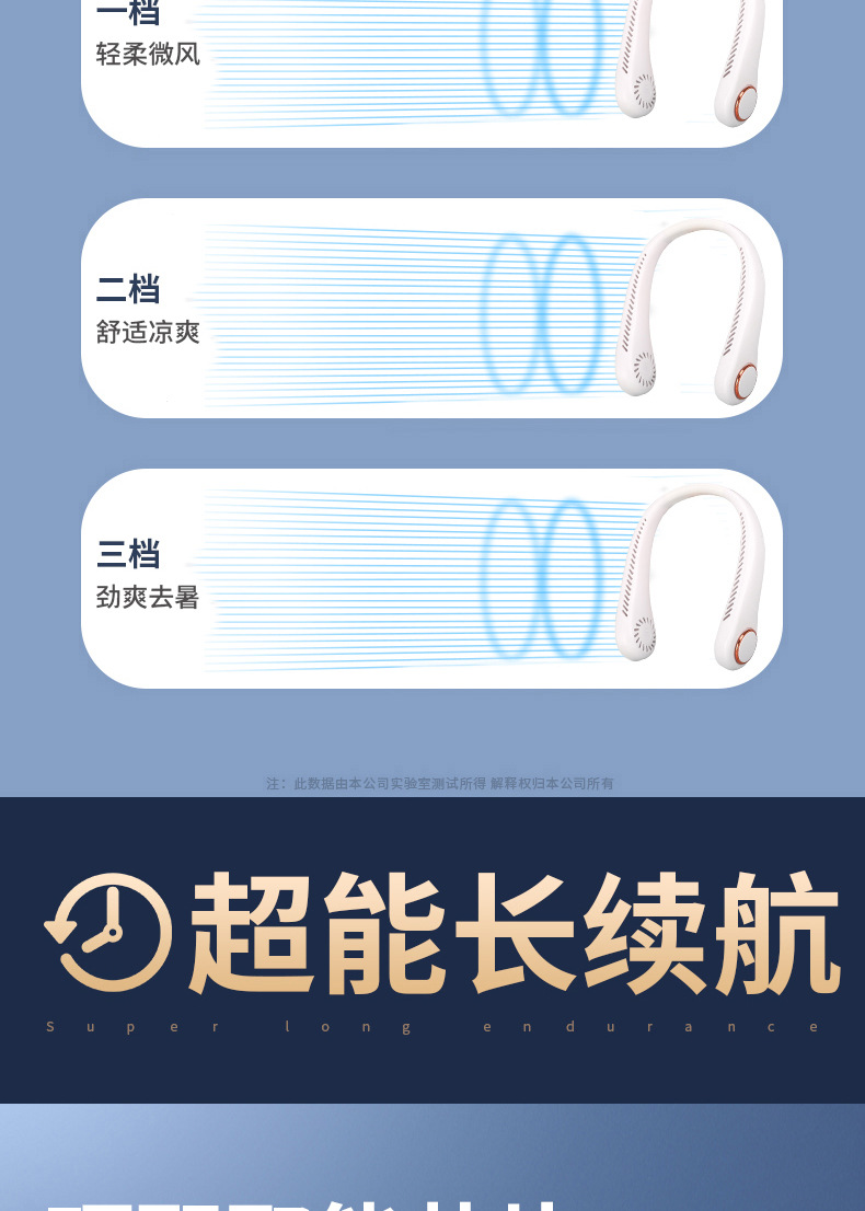 新款挂脖风扇户外随身便携式静音迷你usb充电无叶制冷小风扇礼品详情13