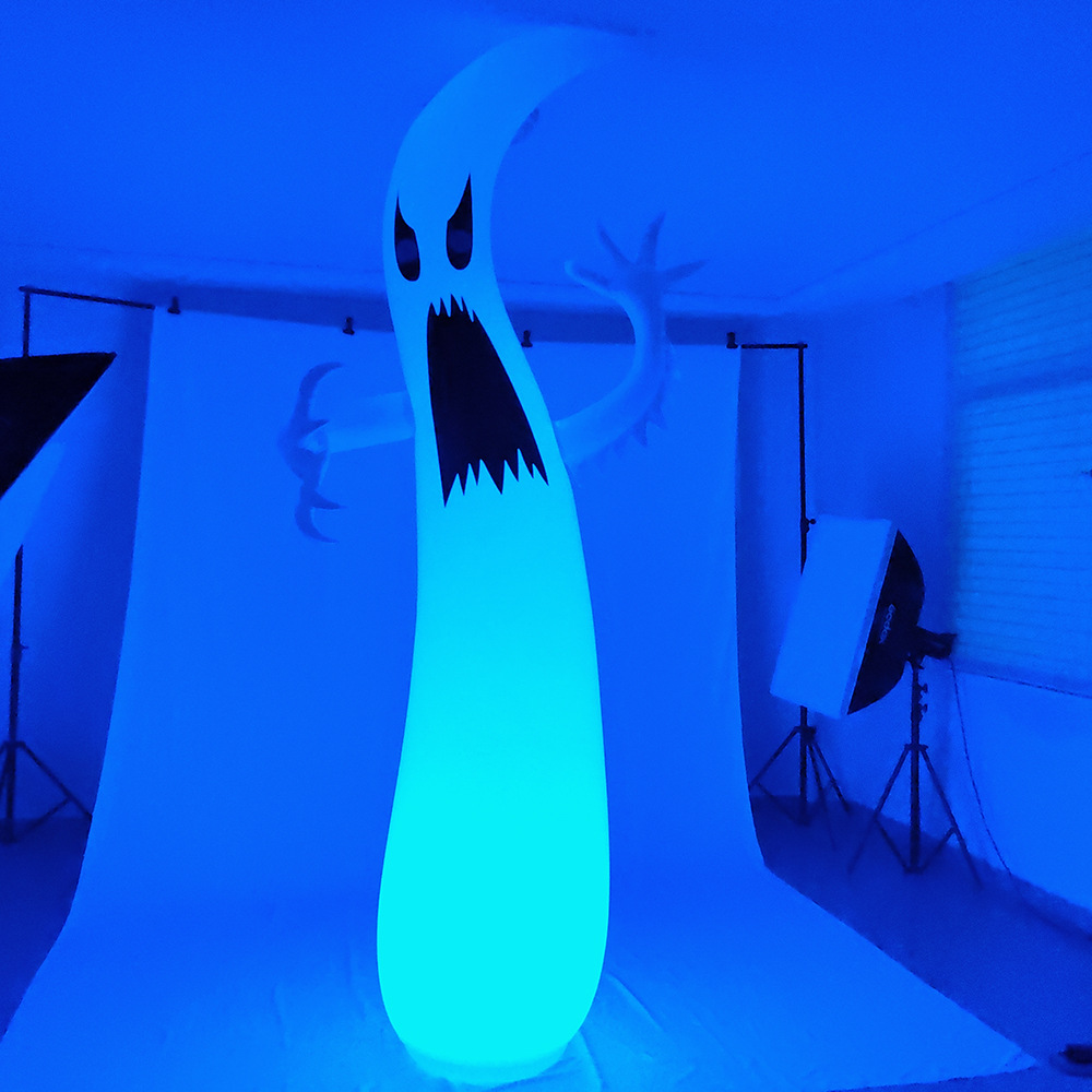 跨境新品PVC万圣节白鬼幽灵LED发光充气气模户外庭院草坪装饰道具详情5
