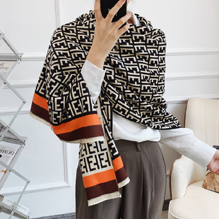 新款秋冬拼接加厚千鸟格仿羊绒ins潮流围巾女初秋百搭披肩现货详情17