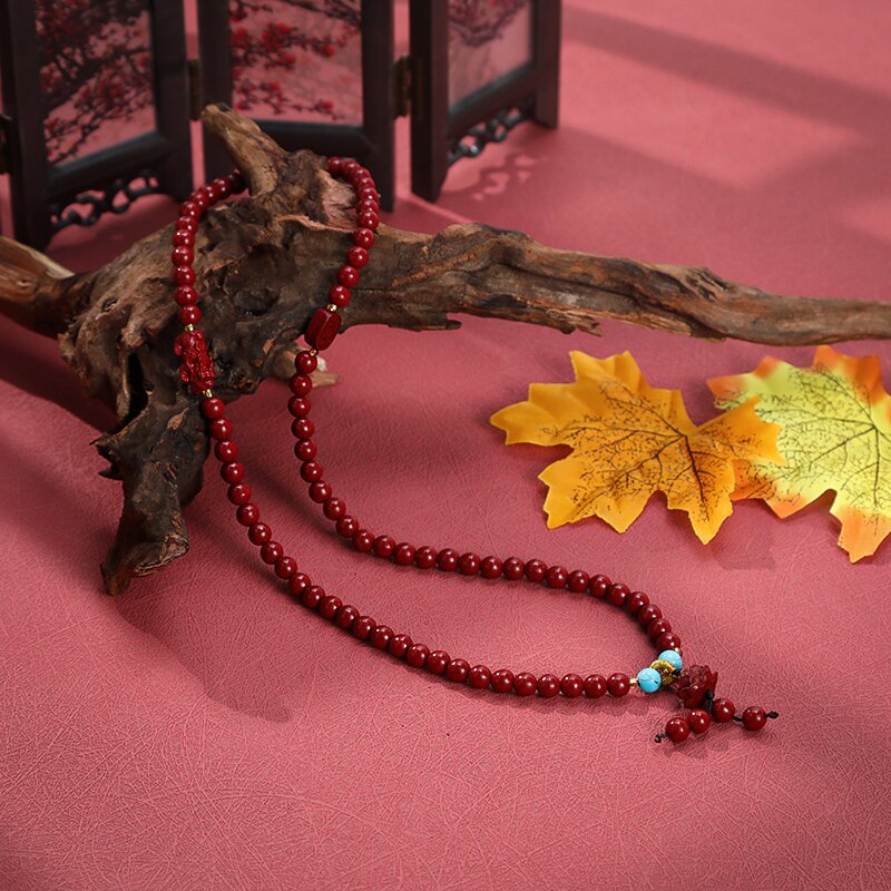 新中式朱砂手链招财电镀貔貅多圈手链幸运莲花手饰女中国风设计详情3