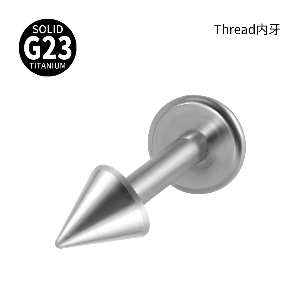 跨境G23钛内牙水滴耳钉弧形面埋骨钉五星内螺纹T形唇钉穿刺耳骨环详情16