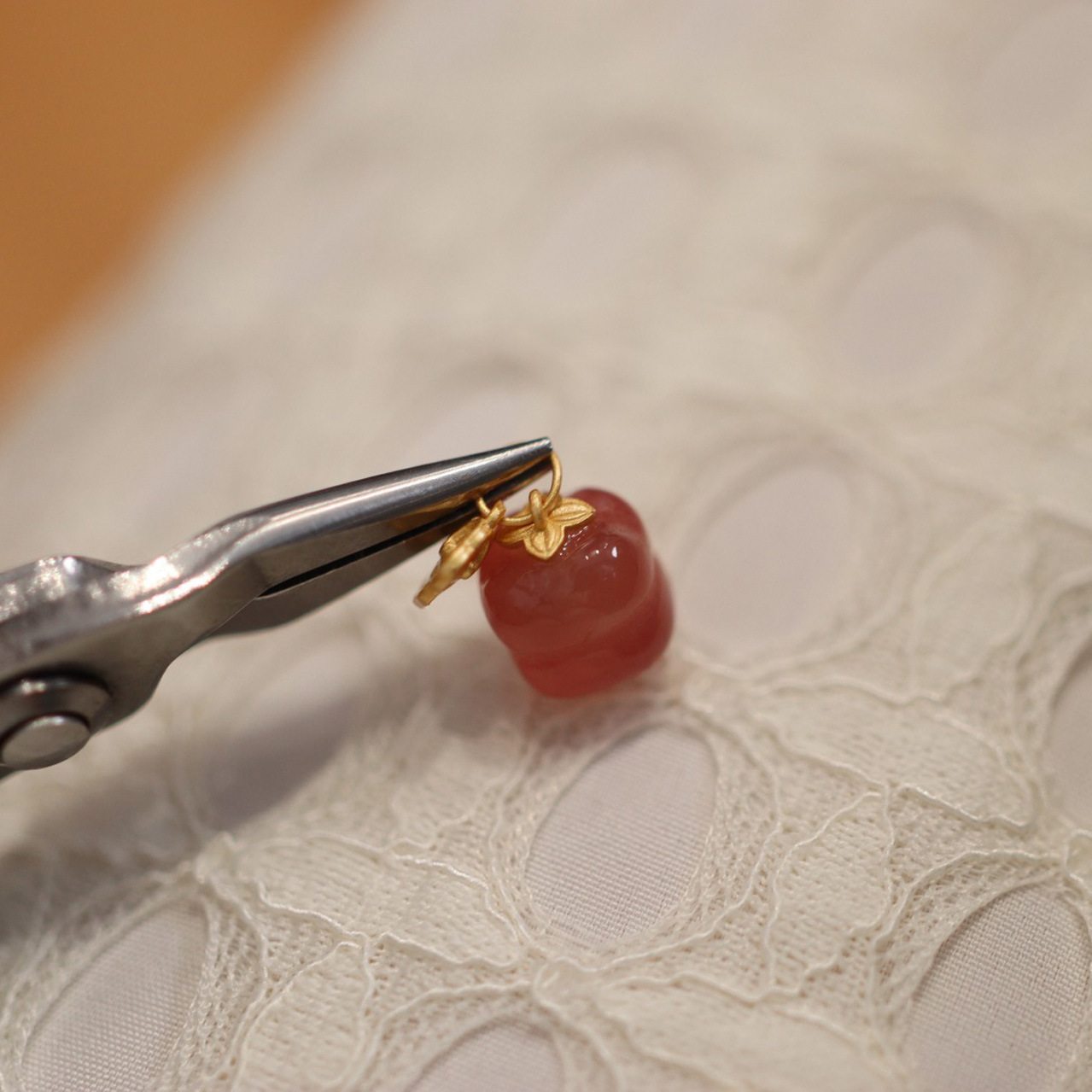 New natural salt source agate jewelry pink accessory S925 silver gold-plated non-red salt Source Ruyi persimmon accessory pic 11