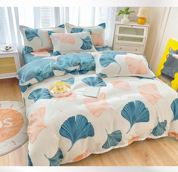 Wholesale of 2022 new matte skin-friendly cotton four-piece set, thickened washed cotton bed sheet and duvet cover three-piece set bedding pic 4