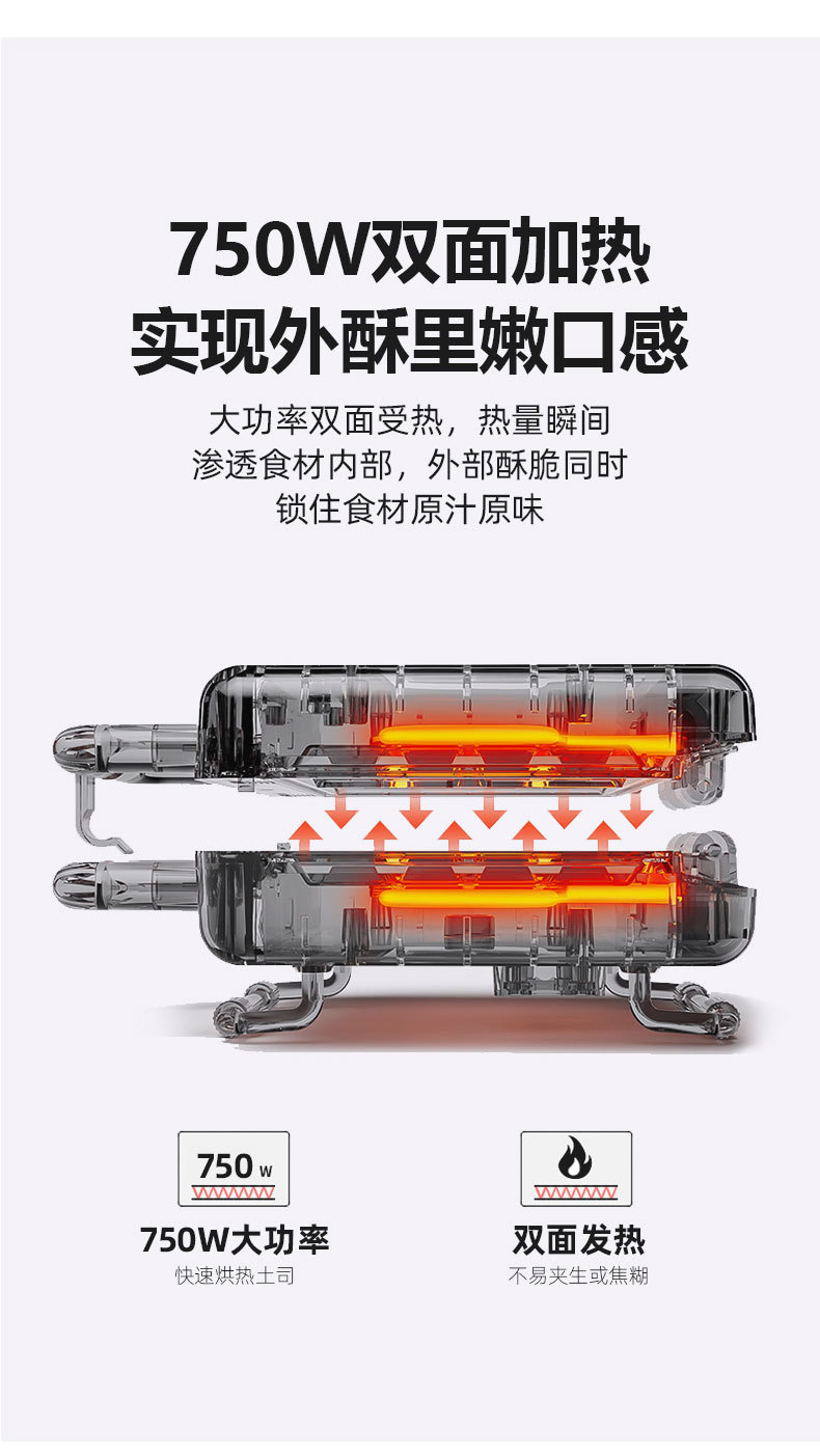 Cross-border SOKANY113 Breakfast Machine, a household small light food waffle, toast and bread press toaster pic 7