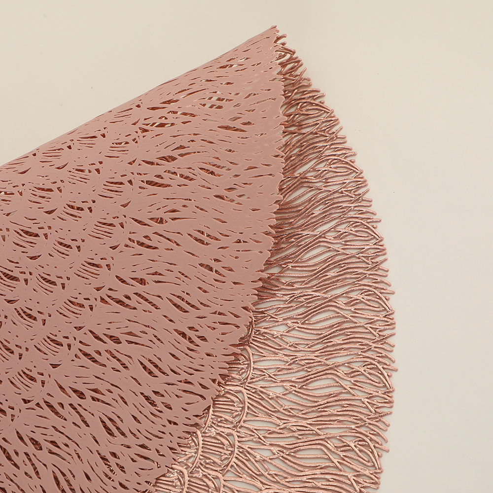 New round living room table mat, PVC anti-stain and anti-oil table mat, creative hollowed-out lotus flower coffee table mat wholesale pic 8