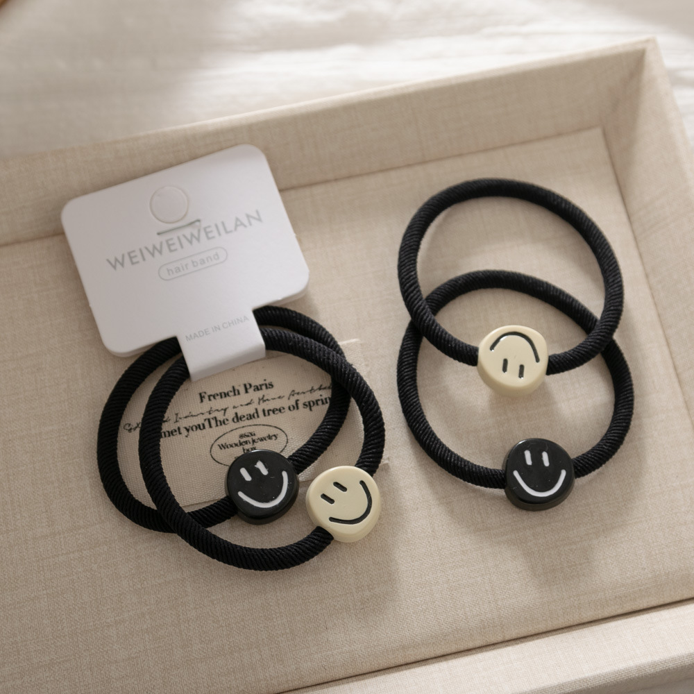 New style versatile smiling flower twill hair band, high-elasticity versatile leather band hair tie, bun hair tie and hair accessory pic 16