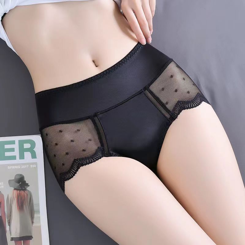 蕾丝内裤纯棉女生夏性感高腰收腹超薄透气全包臀无痕大码冰丝内裤详情3