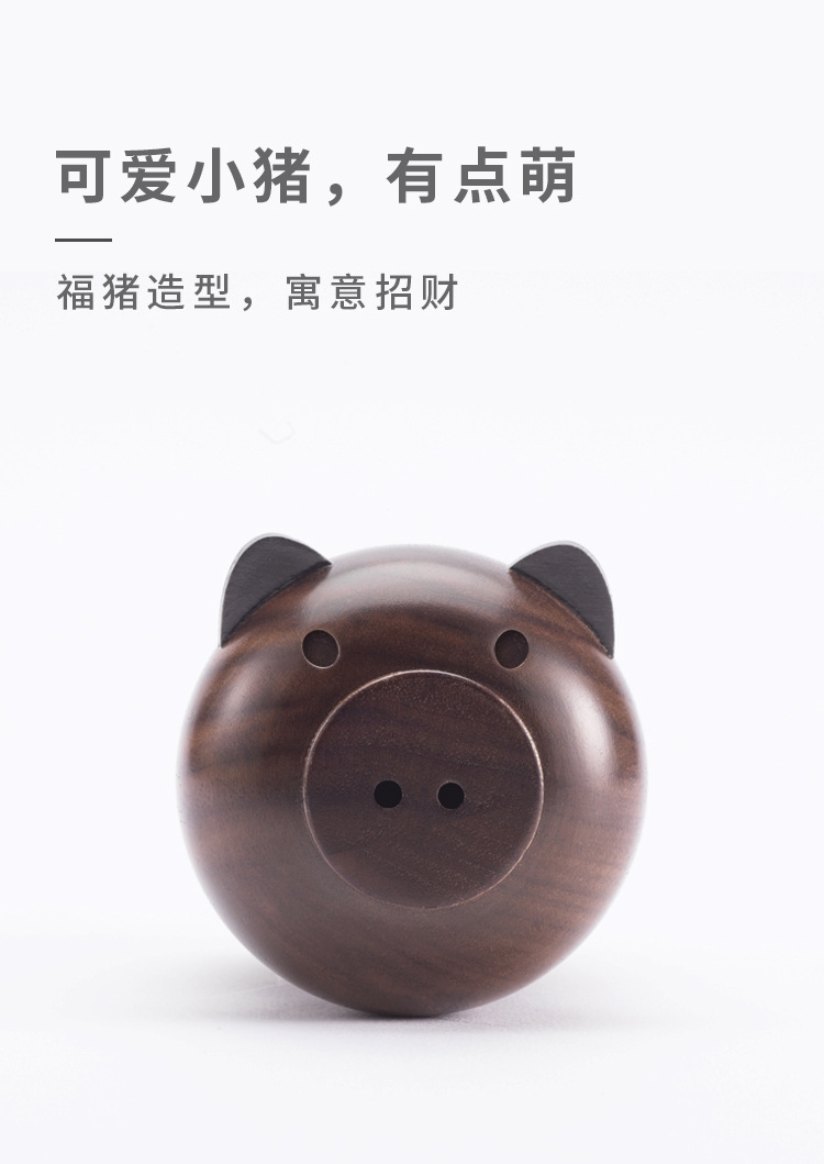 Solid wood household cute toothpick holder, personalized and creative dining room, Chinese zodiac toothpick jar, black walnut box pic 5
