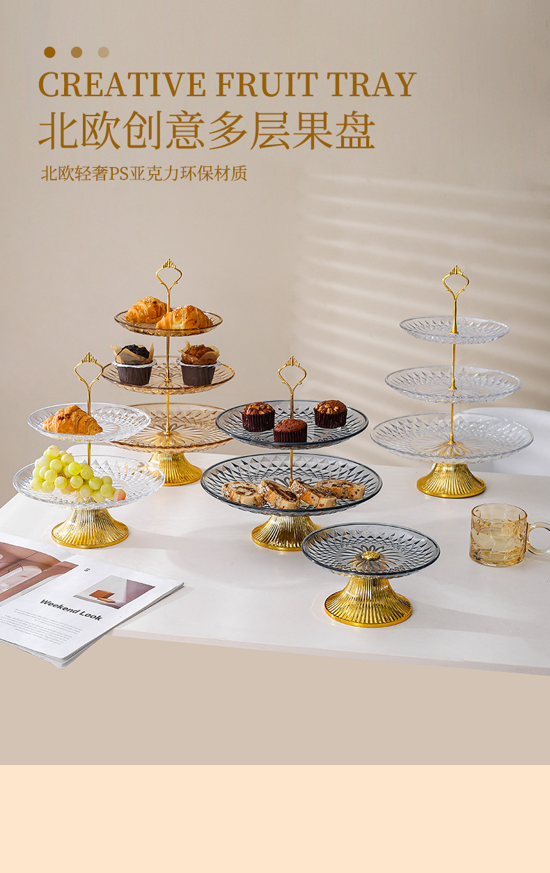 亚克力KTV酒店塑料果盘家用茶几高脚糖果盘商用水果盘2详情2