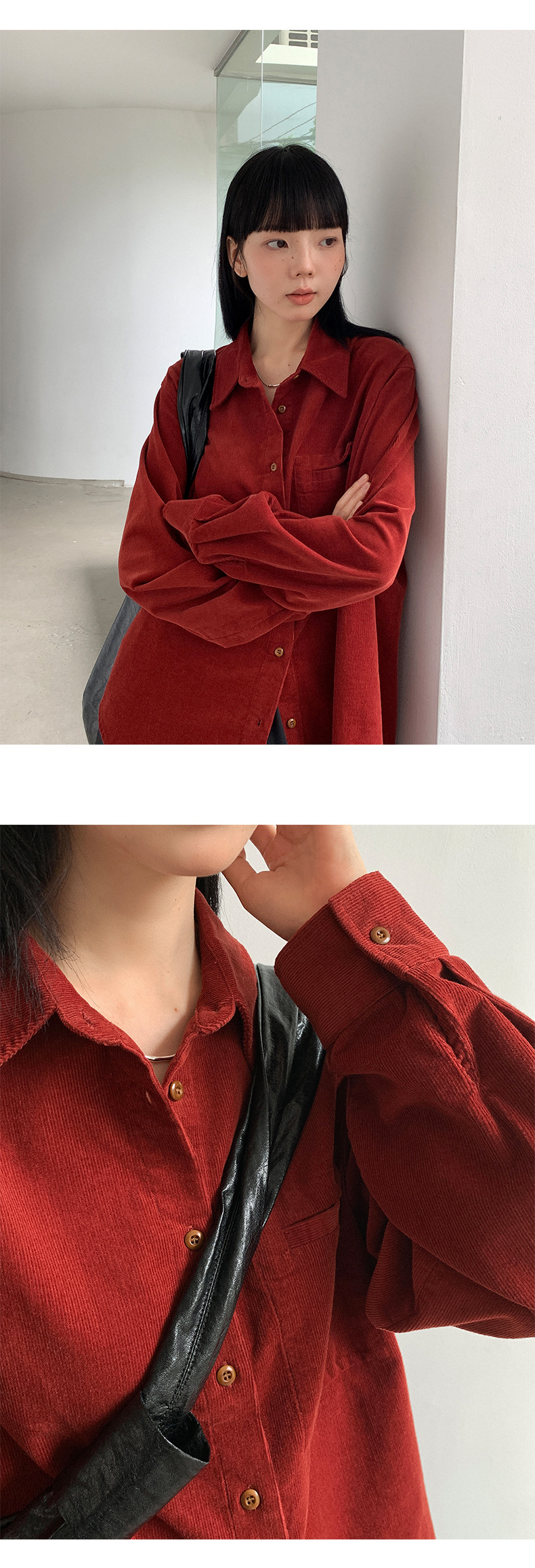 6UP2024早秋韩系全棉绒面衬衫广州13行新款极简慵懒休闲ins90222详情15