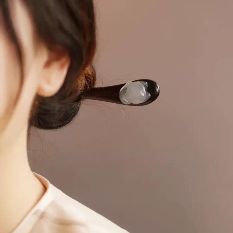 Chinese style, Chinese trend, ancient style, little fox wooden hairpin, new Chinese style, back of the head, updo hairpin, hairpin, classical and simple Hanfu hair accessory, hairpin for women pic 5