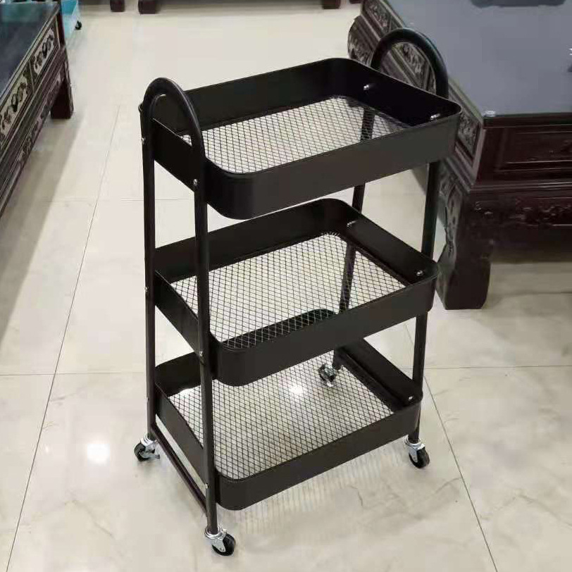 Kitchen mobile trolley assembly rack, floor-standing trolley, bedroom bedside storage rack, small volume packaging for export pic 7